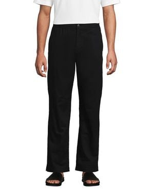 Lands' End Linen Cotton E-Waist Pant - Black