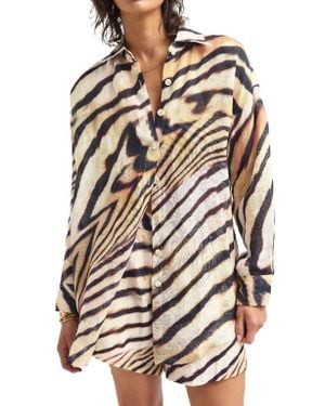 Vitamin A Playa Oversize Linen Cover-Up Shirt - Multicolor