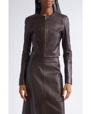 St. John Clarissa Napa Leather Crop Jacket - Black