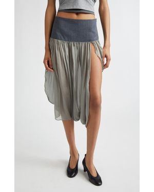 Paloma Wool Mila Sheer Silk & Suiting Skirt - Gray
