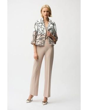Joseph Ribkoff Faux Suede Abstract Print Swing Jacket - Natural