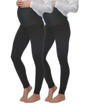 Felina Velvety Soft Maternity Leggings 2 Pack - Black