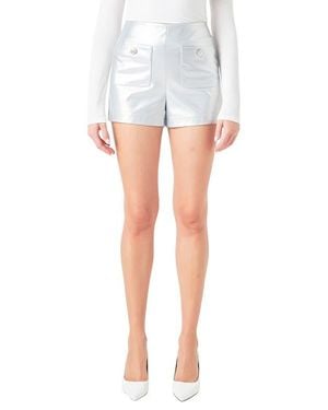 Endless Rose Pocket High Waist Faux Leather Shorts - White