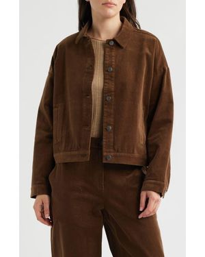 Eileen Fisher Classic Collar Stretch Organic Collar Corduroy Jacket - Brown
