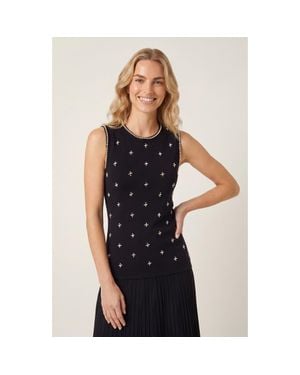 Modenaire Pearl Embellished Pleated Midi Sleeveless Dress - Black