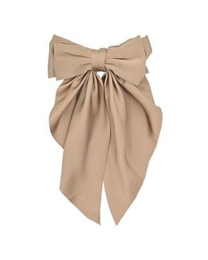 Tulle Satin Ribbon Flowing Bow Hairclip - Natural