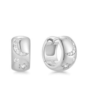 Ania Haie Celestial Crystal Pavé Huggie Hoop Earrings - Metallic