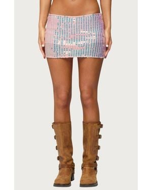 Edikted Kaelyn Sequin Miniskirt - Blue