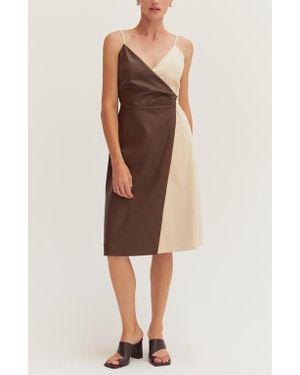 Crescent Mixed Media Wrap Midi Dress - Multicolor