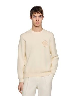 Sandro Crochet Flower Knit Sweatshirt - Natural