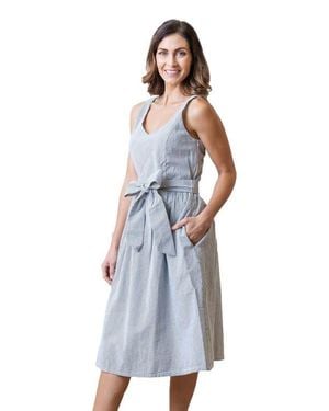 Hope & Henry Organic A-Line Dress With Sash - Blue
