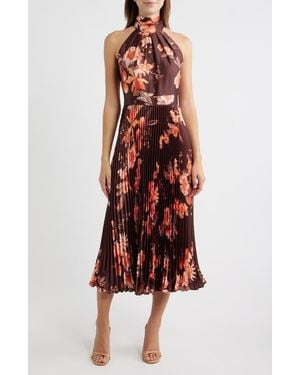 Eliza J Floral Print Sleeveless Print Midi Dress - Red