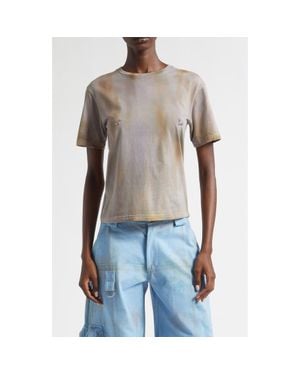 Collina Strada Pierced Rose Print Organic Cotton T-Shirt - Blue