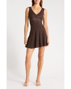 Reformation Lennie Polka Dot Drop Waist Minidress - Black