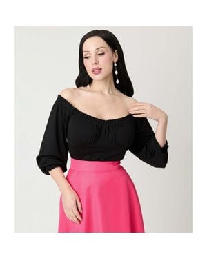 Unique Vintage Peasant Sleeve Blouse - Red