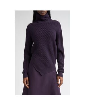 Michael Kors Bias Hem Cashmere Turtleneck Sweater - Blue
