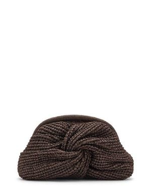 Mango Natural Fiber Frame Clutch - Brown