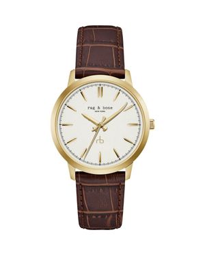 Rag & Bone Manston Leather Strap Watch, 40Mm - Metallic