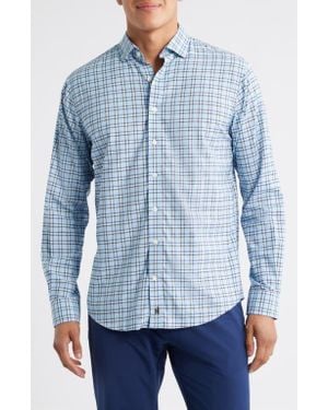 Johnnie-o Jaden Check Stretch Button-Up Shirt - Blue