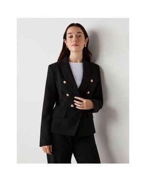 Finery London Lydia Long Sleeve Button Detail Blazer - Black