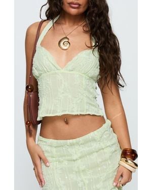 Princess Polly Aspyn Crop Halter Top - Green