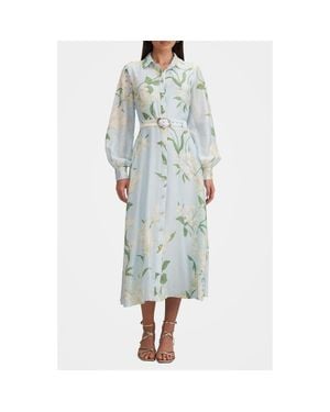 EVER NEW Freya Floral Belted Button-Up Midi Shirtdress - Green