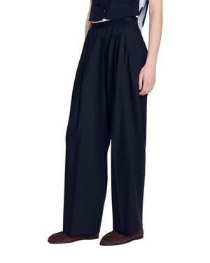 Sandro Striped Wool Pants - Blue