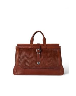 Brunello Cucinelli Braided Leather And Cowhide Bag - Red