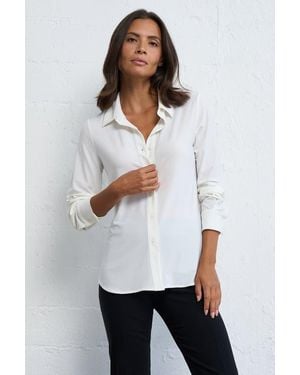 Franne Golde Katherine Stretch Button-Up Shirt - White