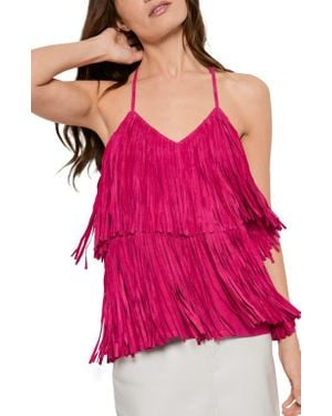 AS by DF Joni Suede Fringe Cami - Pink