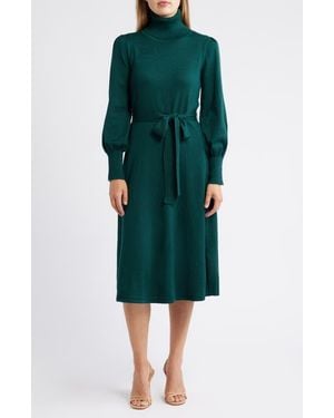 Julia Jordan Turtleneck Long Sleeve Midi Dress - Green