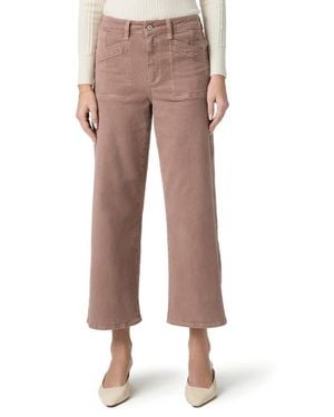 PAIGE Anessa High Waist Ankle Wide Leg Jeans - Brown