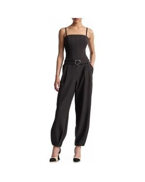 Avec Les Filles Belted Corset Jumpsuit - Black