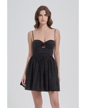NUAJE NUAJE Reverie Twist Front Ruched Cotton Mini Dress - Black