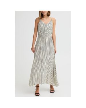Ichi Stripe Maxi Dress - Gray