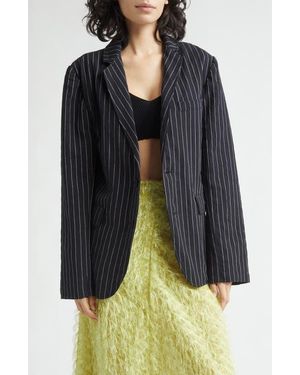 KÚR Wool & Cotton Pinstripe Jacket - Black