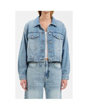 DAZE Bestie Crop Denim Jacket - Blue