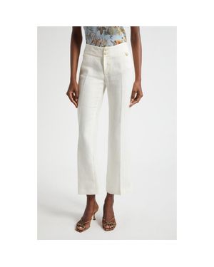 Etro Linen Ankle Flare Pants - White