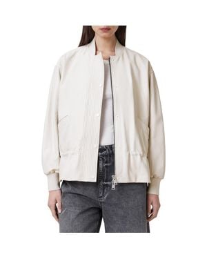 AllSaints Sofi Leather Bomber Jacket - White