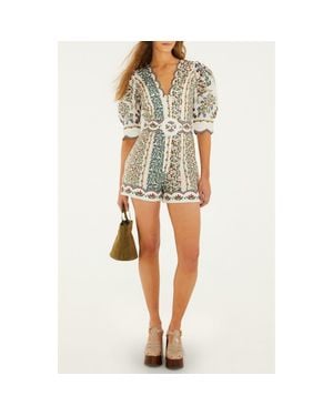 FARM Rio Fruit Beauty Euroflax Llinen Mini Cut Out Romper - White