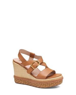Johnston & Murphy Addison Asymmetric Slingback Platform Wedge Sandal - Brown