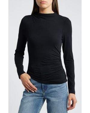 Rails Joelle Ruched Funnel Neck Top - Blue