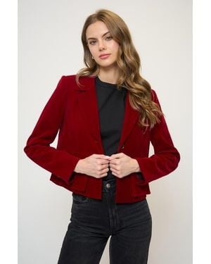 Central Park West Ember Velvet Boxy Blazer - Red