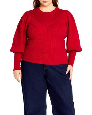 City Chic Jojo Rib Sweater - Red