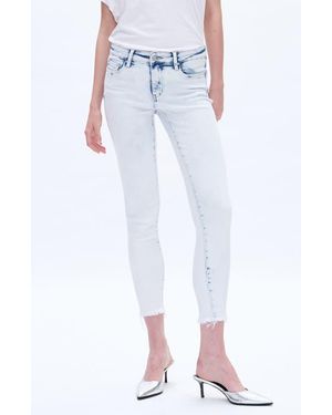 Bayeas Raw Hem Crop Skinny Jeans - Blue
