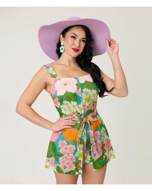 Smak Parlour 1960S Sweet & Sassy Skirted Romper - Green