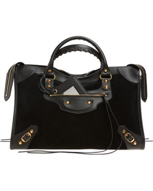 Balenciaga Medium Le City Suede Satchel - Black