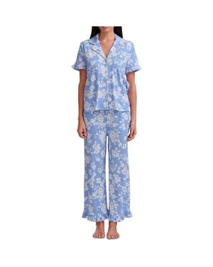 Splendid Ruffle Trim Pajamas - Blue
