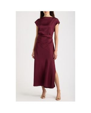 Sam Edelman Satin Bateau Neck Maxi Dress - Red