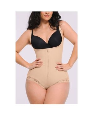 Shapellx Airslim Zipper Front Open Bust Brief Bodysuit - Black
